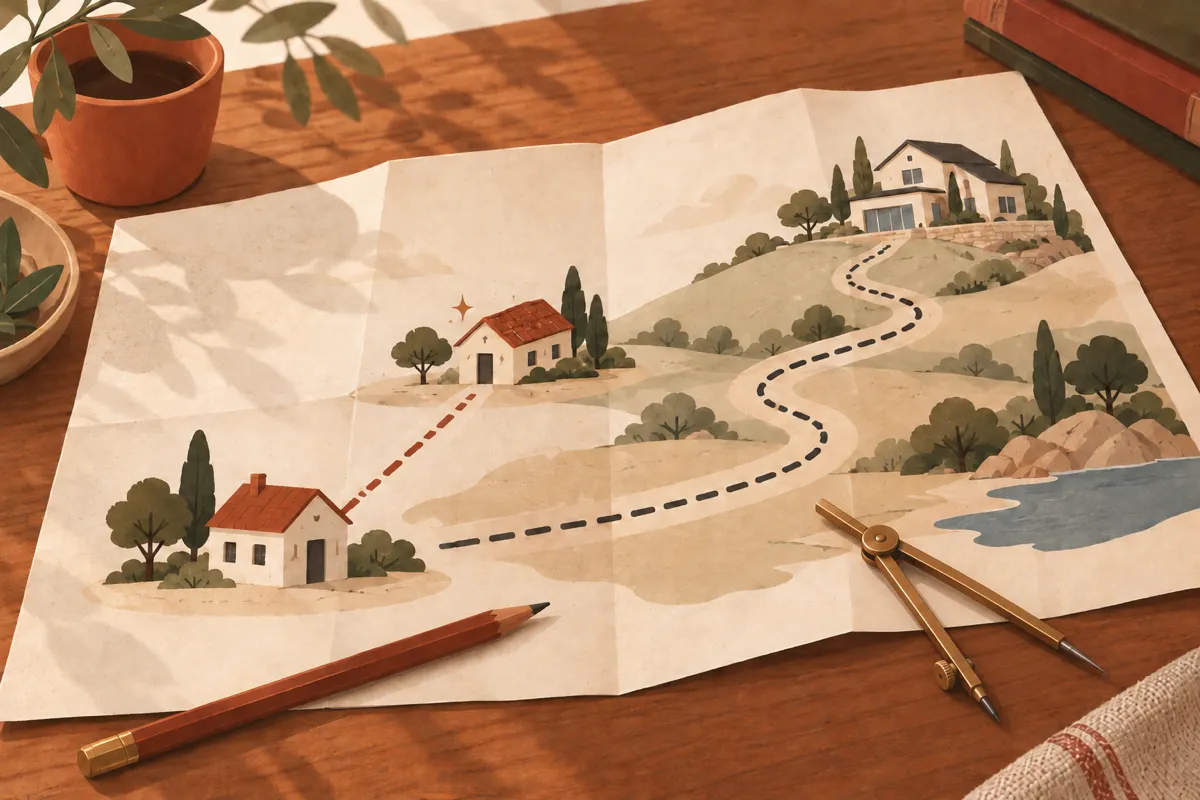 Two routes on a map: a short one for updating, a longer one for migrating